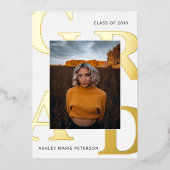 Simple Moderne Bold Letters Photo Afstuderen Folie Folie Uitnodiging (Voorkant)