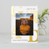 Simple Moderne Bold Letters Photo Afstuderen Folie Uitnodiging (Staand Voorkant)