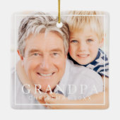 Simple Moderne Chic Lijst Grandpa Photo Holiday Keramisch Ornament (Achterkant)