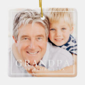 Simple Moderne Chic Lijst Grandpa Photo Holiday Keramisch Ornament (Voorkant)
