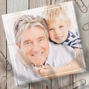 Simple Moderne Chic Lijst Grandpa Photo Holiday Magneet