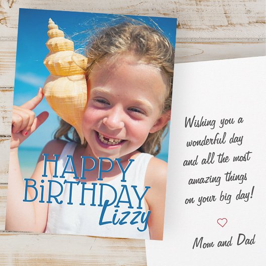 Simple Moderne Custom Photo Birthday Wenskaart