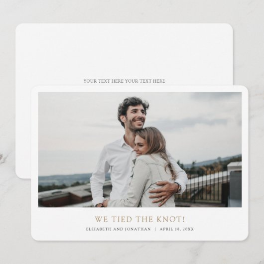 Simple Moderne Custom Photo Elopement Wedding Anno Aankondiging (Voorkant / Achterkant)