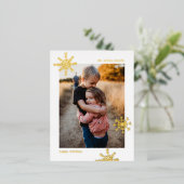 Simple Moderne Cute Snowflake Photo Folie Feestdagen Briefkaart (Staand Voorkant)