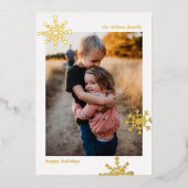 Simple Moderne Cute Snowflake Photo Folie Feestdagenkaart (Voorkant)