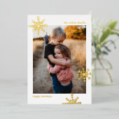 Simple Moderne Cute Snowflake Photo Folie Feestdagenkaart (Staand Voorkant)