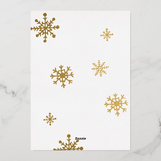 Simple Moderne Cute Snowflake Photo Folie Feestdagenkaart (Achterkant)
