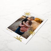 Simple Moderne Cute Snowflake Photo Folie Feestdagenkaart (Gedraaid)