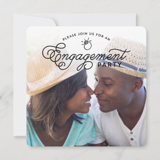 Simple Moderne Engagement Party Full Photo Square Kaart (Voorkant)
