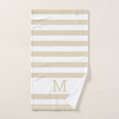 Simple Moderne Family Monogram Beige Striped Bad Handdoek (Handdoek)