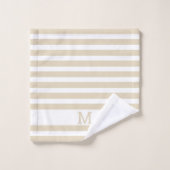 Simple Moderne Family Monogram Beige Striped Bad Handdoek (Wasdoekje)