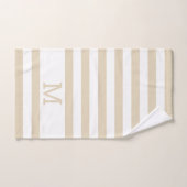 Simple Moderne Family Monogram Beige Striped Bad Handdoek (Handdoek)