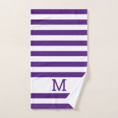 Simple Moderne Family Monogram Striped Paars Bad Handdoek (Handdoek)