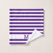 Simple Moderne Family Monogram Striped Paars Bad Handdoek (Wasdoekje)