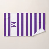 Simple Moderne Family Monogram Striped Paars Bad Handdoek (Handdoek)
