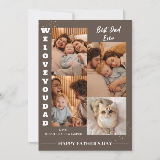 Simple Moderne Fathers Day Fotofamilie collage Feestdagenkaart (Voorkant)