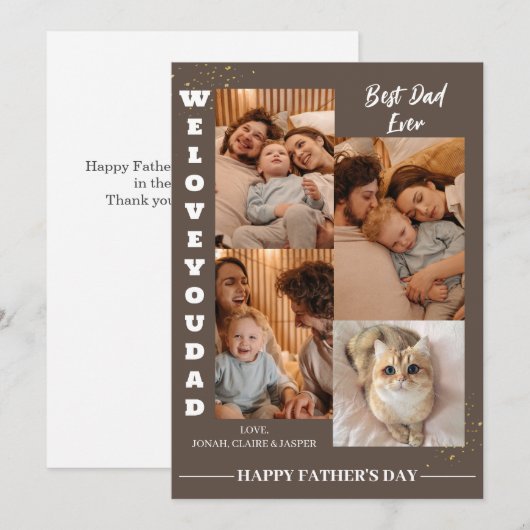 Simple Moderne Fathers Day Fotofamilie collage Feestdagenkaart (Voorkant / Achterkant)