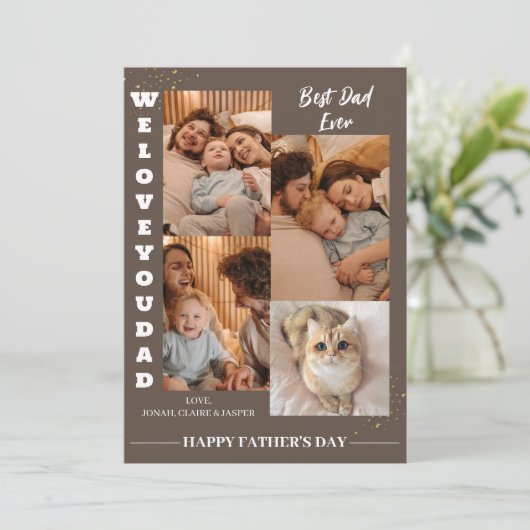 Simple Moderne Fathers Day Fotofamilie collage Feestdagenkaart (Staand voorkant)