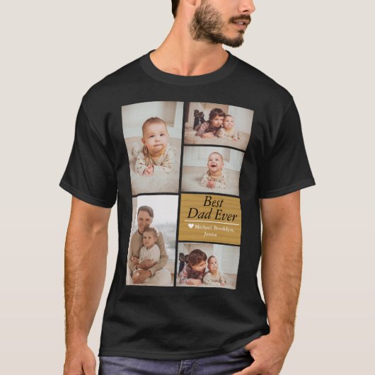 Simple Moderne Fathers Day Fotofamilie collage T-shirt (Voorkant)