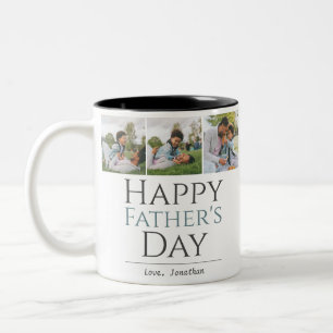 Simple Moderne Fathers Day Fotofamilie collage Tweekleurige Koffiemok