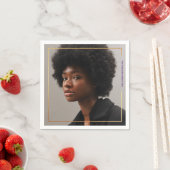 Simple Moderne Gold Border Afstuderen Paper Napkin Servet (Insitu)