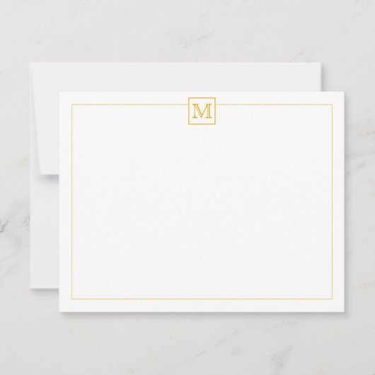 Simple Moderne Initiaal Monogram Mustard Notitiekaartje (Voorkant)