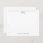 Simple Moderne Initiaal Monogram Square Border Bla Notitiekaartje (Voorkant / Achterkant)