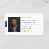 Simple Moderne Kantoor Blue Gold Professional-foto Visitekaartje (Achterkant)