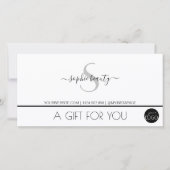 Simple Moderne Monogram Logo White Gift Voucher (Voorkant)