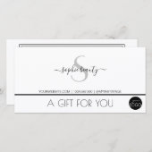 Simple Moderne Monogram Logo White Gift Voucher (Voorkant / Achterkant)