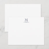 Simple Moderne Navy Blue Script Monogram Note Card Notitiekaartje (Voorkant / Achterkant)