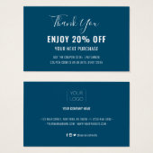 Simple Moderne Ocean Blue Discount Coupon Kaart (Voorkant /achterkant)
