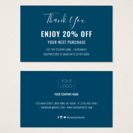 Simple Moderne Ocean Blue Discount Coupon Kaart