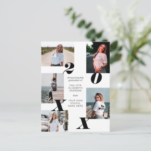 Simple Moderne Photo Collage Afstuderen Aankondigingskaart (Staand voorkant)
