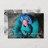 Simple Moderne Photo Collage Baby Girl Aankondiging (Voorkant / Achterkant)