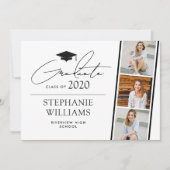 Simple Moderne Photo Strip White Afstuderen Aankondiging (Voorkant)