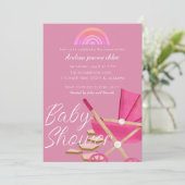 Simple Moderne Rainbow roze stroller Baby shower Kaart (Staand voorkant)
