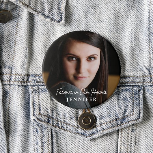 Simple Moderne Script Full Photo Memorial Ronde Button 3,2 Cm