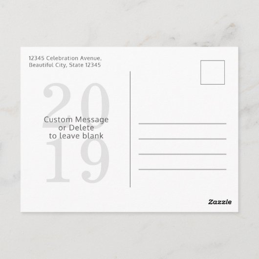 Simple Moderne Script Happy New Year-foto Briefkaart (Achterkant)