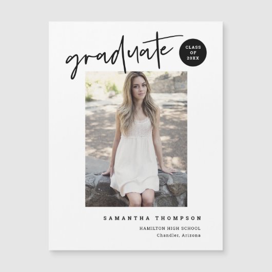 Simple Moderne Script School Afstuderen Foto Magne (Voorkant)