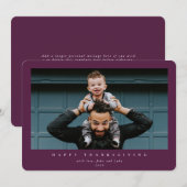 Simple Moderne Single Photo Happy Thanksgiving Feestdagenkaart (Voorkant / Achterkant)