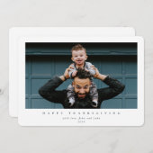 Simple Moderne Single Photo Happy Thanksgiving Feestdagenkaart (Voorkant / Achterkant)