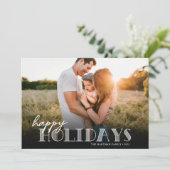 Simple Moderne Typografie White Happy Photo Feestdagenkaart (Staand voorkant)