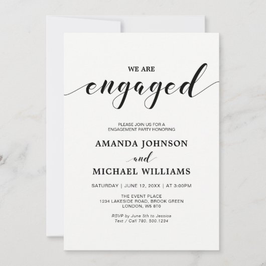 Simple Moderne Typography Engagement Party Kaart (Voorkant)