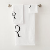 Simple Moderne White Monogram Initiaal Bathroom Bad Handdoek (Insitu)