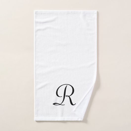 Simple Moderne White Monogram Initiaal Bathroom Bad Handdoek (Handdoek)