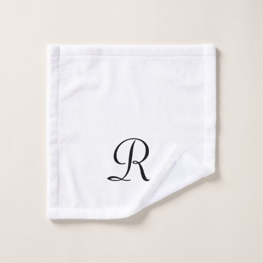 Simple Moderne White Monogram Initiaal Bathroom Bad Handdoek (Wasdoekje)
