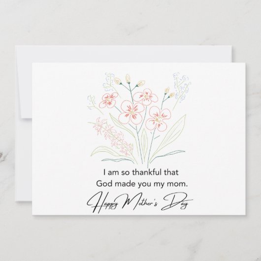 Simple Moederdag Flowers Drawing Bedankkaart (Voorkant)