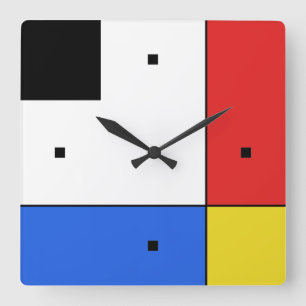 Simple Mondrian Neoplasticism Acrylic Wall Clock Vierkante Klok