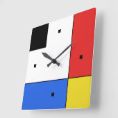 Simple Mondrian Neoplasticism Acrylic Wall Clock Vierkante Klok (Hoek)
